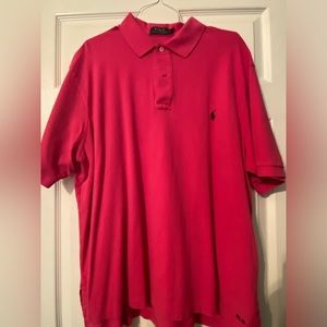 Mens like new custom polo shirt size 1Xbig color dark pink